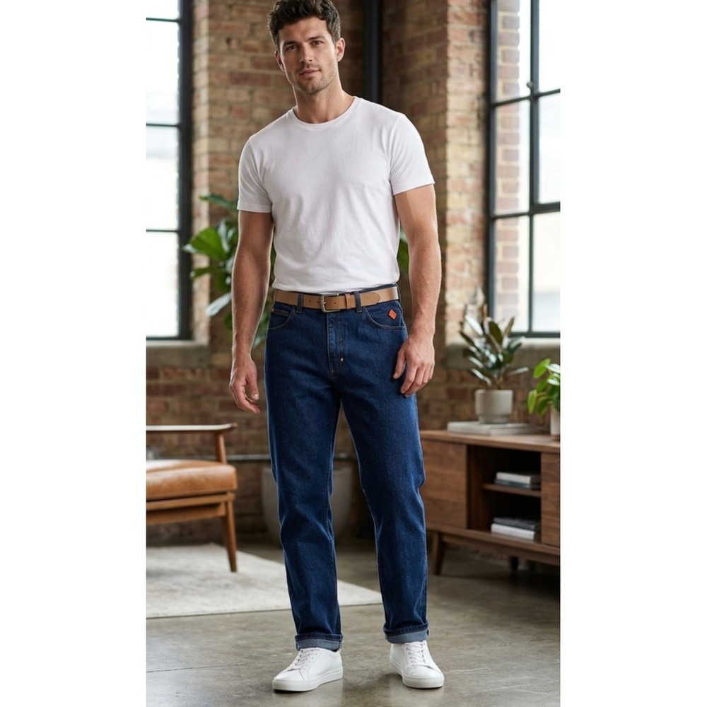 Wrangler Mens FR Flame Resistant Relaxed Fit Jeans Indigo Blue 35x34 10FR31MWZ